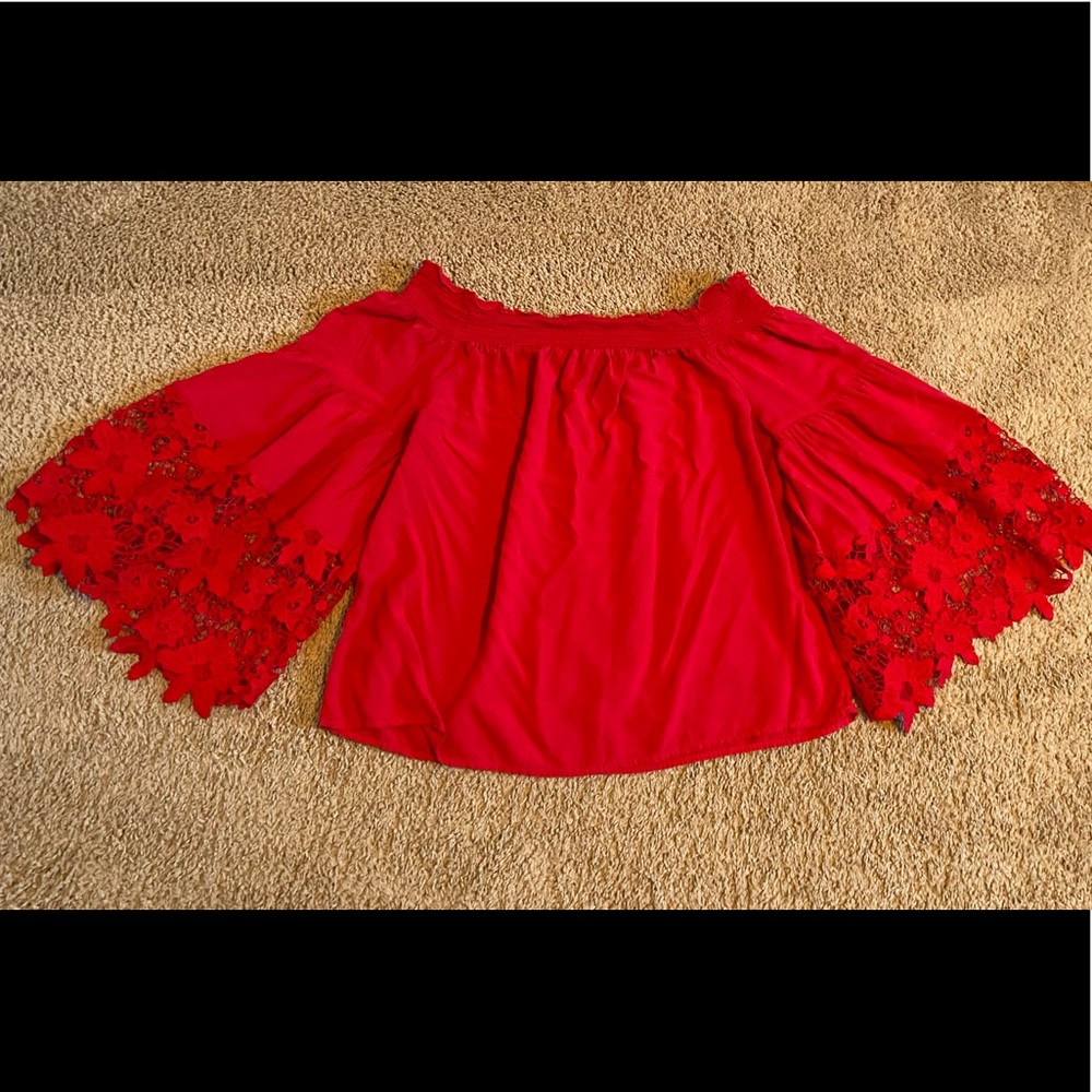Red Off the Shoulder top